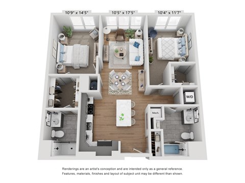 2 bedroom floor plan